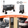 Collapsible Wagon with Large Casters, 200L & 440lbs, Black+Grey