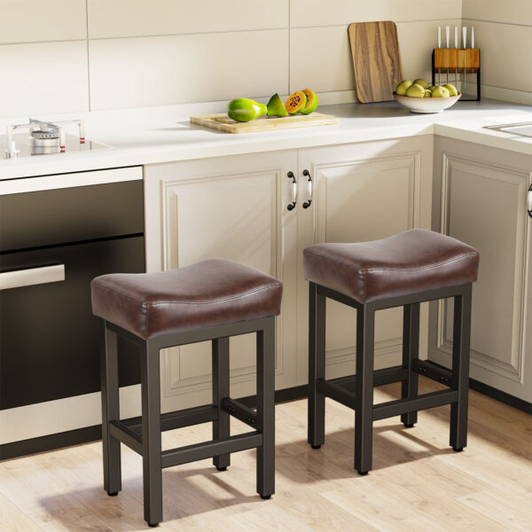 Counter Height Bar Stools Set of 2, 24 Inch, Brown+Black