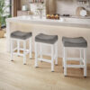 Counter Height Bar Stools Set of 3, 24 Inch, Grey+White