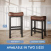 Counter Height Bar Stools Set of 2, 29 Inch, Brown+Black