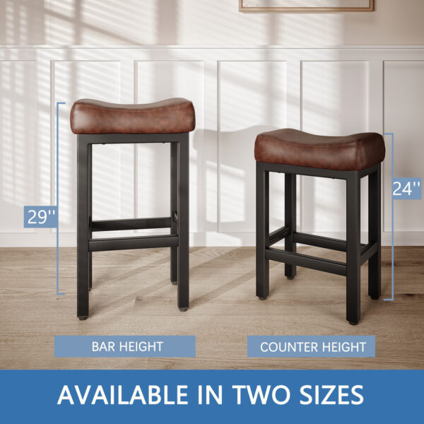 Counter Height Bar Stools Set of 2, 29 Inch, Brown+Black