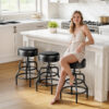 Industrial Vintage Adjustable Bar Stools Set of 3, 22-29 Inch, Black
