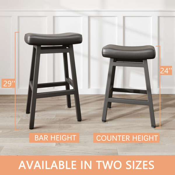 Kitchen Bar Stools Set of 2, 29 Inch, Black