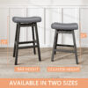 Kitchen Bar Stools Set of 2, 29 Inch, Grey+Black