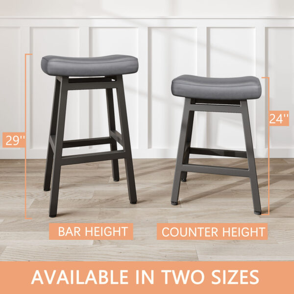 Kitchen Bar Stools Set of 2, 29 Inch, Grey+Black