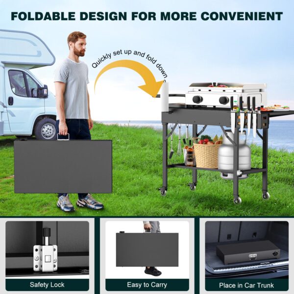 Folding Outdoor Grill Cart, 440 LBS