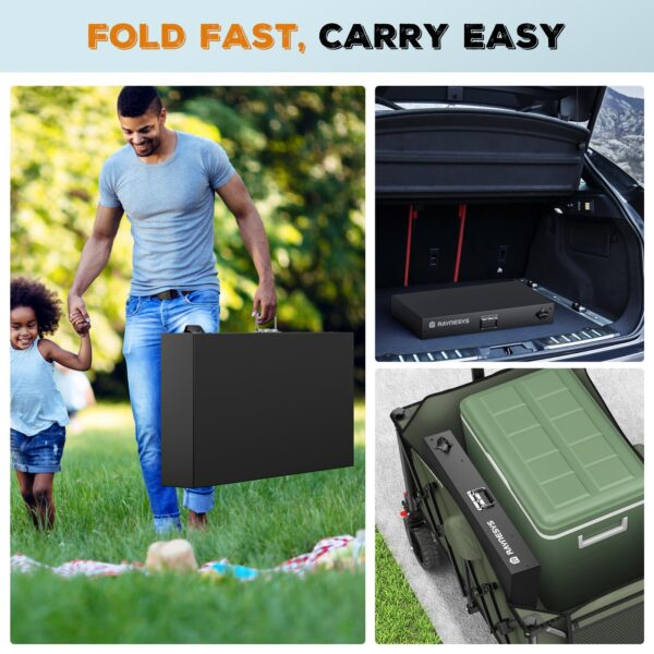 6 Folding Outdoor Grill Cart, 440 LBS, With 2-Tier Storage Rack