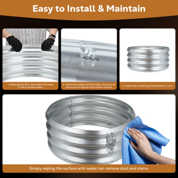 36 Inch Round Galvanized Fire Pit Ring, 3 Feet, Silver