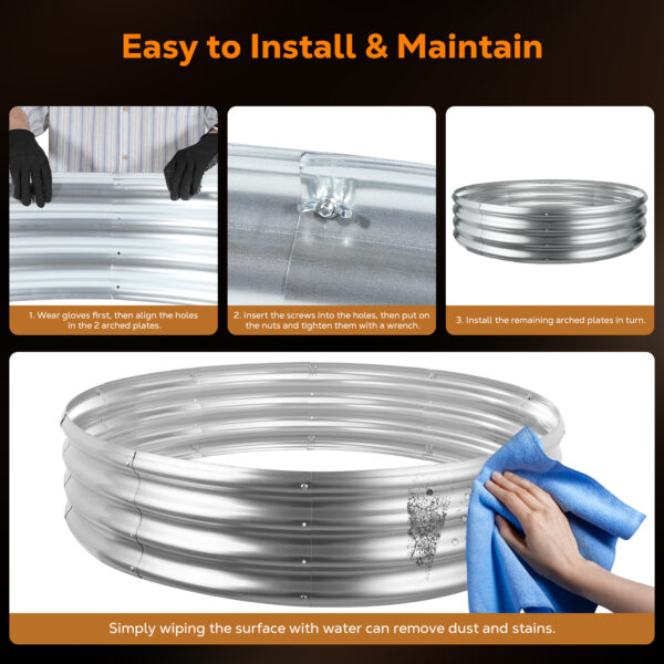 48 Inch Round Galvanized Fire Pit Ring, 4 Feet, Silver