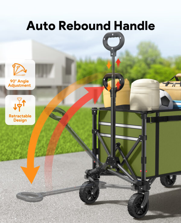 6 3 in 1 Collapsible Wagon, 120L & 220lbs, Army Green