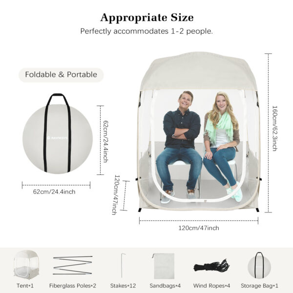 Instant Sports Tent, Clear View, Beige