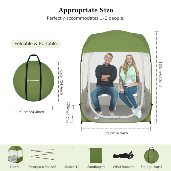 Instant Sports Tent, Clear View, Army Green