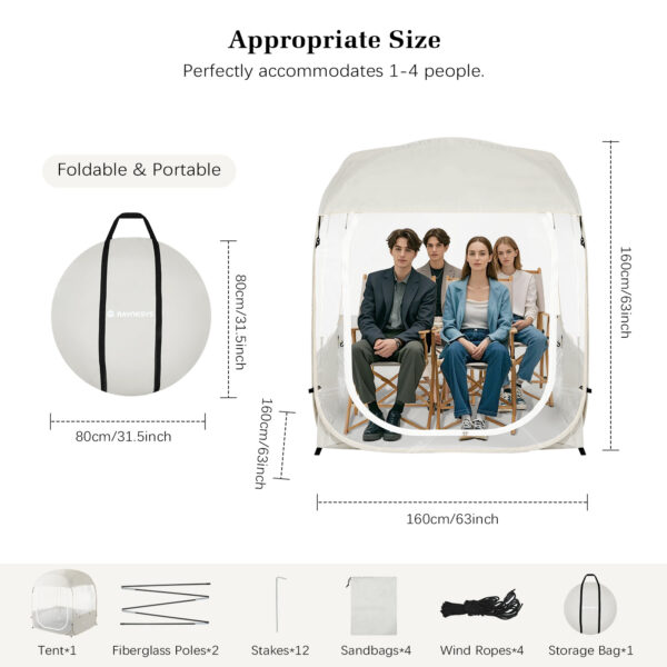 Portable Sports Tent, Clear View, Beige