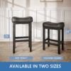 Counter Height Bar Stools Set of 2, 29 Inch, All Black
