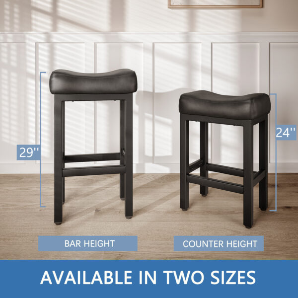 Counter Height Bar Stools Set of 2, 29 Inch, All Black
