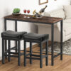 Counter Height Bar Stools Set of 2, 24 Inch, All Black
