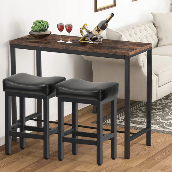 Counter Height Bar Stools Set of 2, 24 Inch, All Black