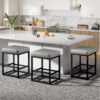 Faux Leather Counter Stools Set of 3, 24 Inch, Grey