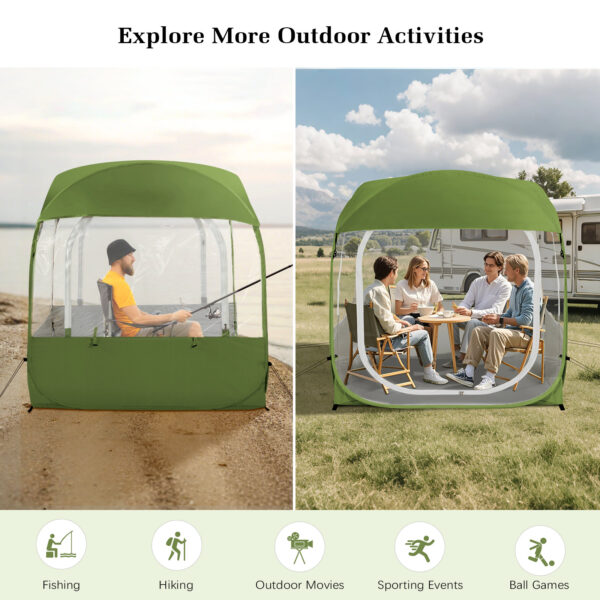 Portable Sports Tent, Clear View, Army Green