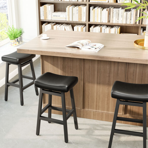 Kitchen Bar Stools Set of 2, 29 Inch, Black