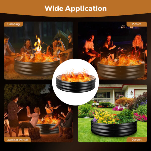60 Inch Round Galvanized Fire Pit Ring, 5 Feet, Black