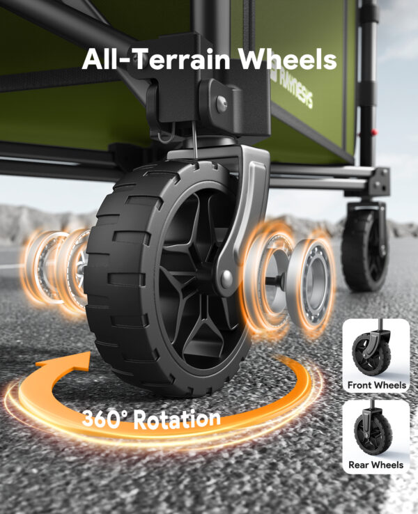 7 3 in 1 Collapsible Wagon, 120L & 220lbs, Army Green