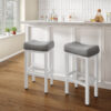 Counter Height Bar Stools Set of 2, 29 Inch, Grey+White