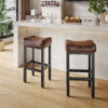 Counter Height Bar Stools Set of 2, 29 Inch, Brown+Black