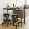 Industrial Vintage Adjustable Bar Stools Set of 2, 22-29 Inch, Black