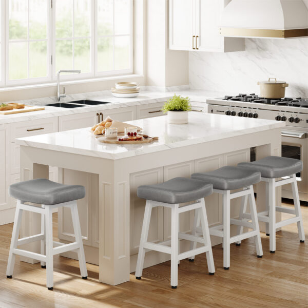 Kitchen Bar Stools Set of 2, 24 Inch, Grey+White
