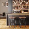 Kitchen Bar Stools Set of 2, 29 Inch, Brown+Black