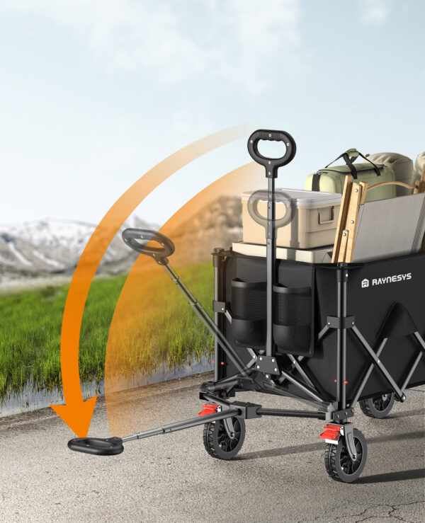 Heavy Duty Collapsible Wagon, 180L & 330lbs, Black