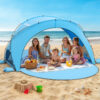 Beach Tent, with UPF50+ UV Protection, 6 Persons, Sky Blue