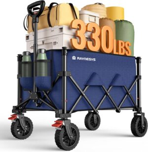Heavy Duty Collapsible Wagon, 180L & 330lbs, Blue