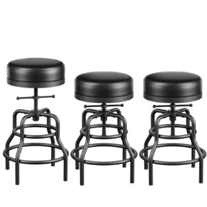 Industrial Vintage Adjustable Bar Stools Set of 3, 22-29 Inch, Black