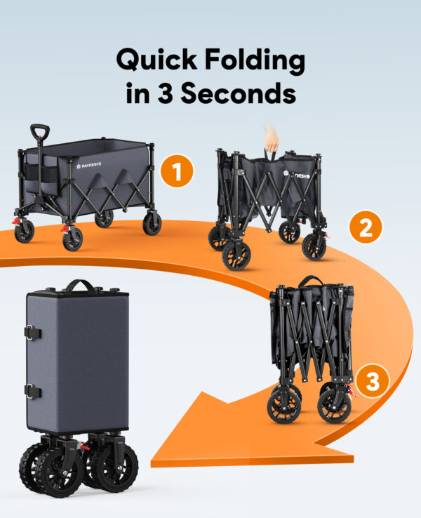 Heavy Duty Collapsible Wagon, 180L & 330lbs, Grey