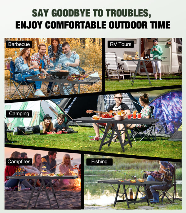 Folding Grill Table with Mesh Desktop, 200 LBS, XL Size