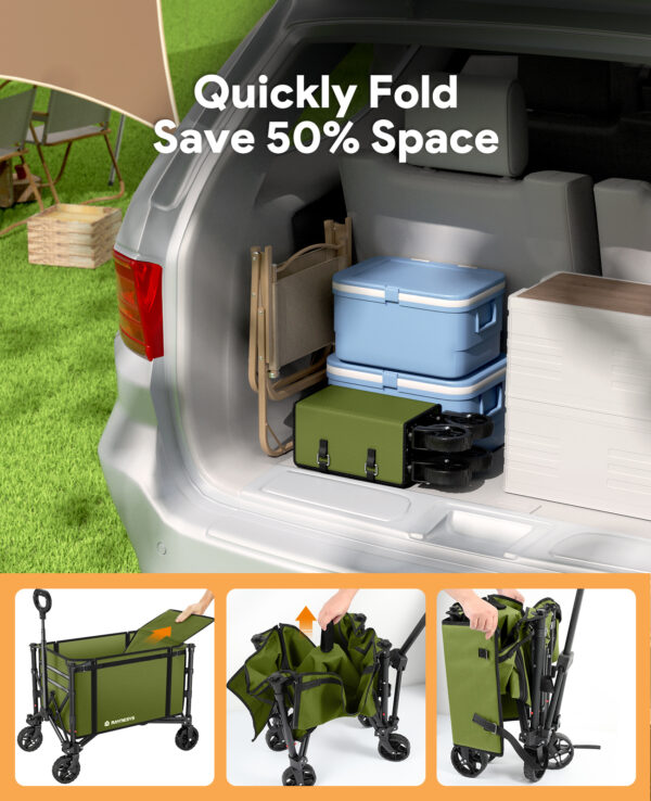 9 3 in 1 Collapsible Wagon, 120L & 220lbs, Army Green