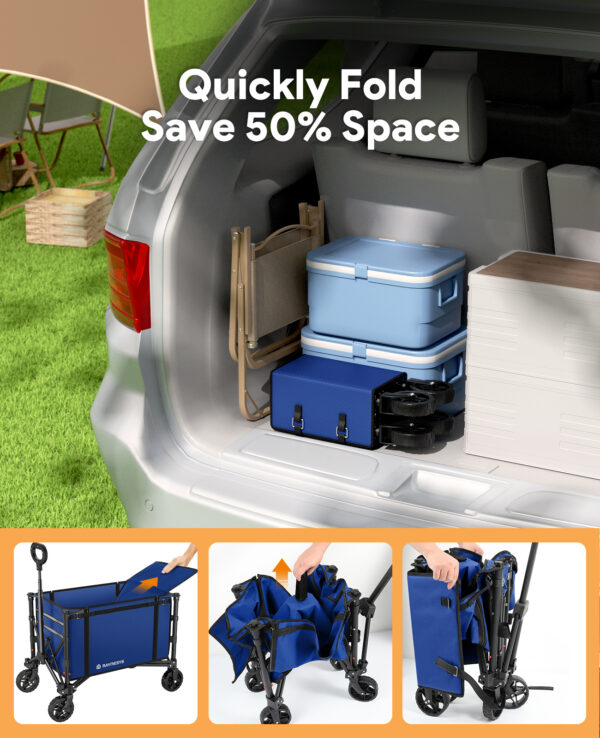 3 in 1 Collapsible Wagon, 120L & 220lbs, Indigo