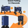 Heavy Duty Collapsible Wagon, 180L & 330lbs, Blue