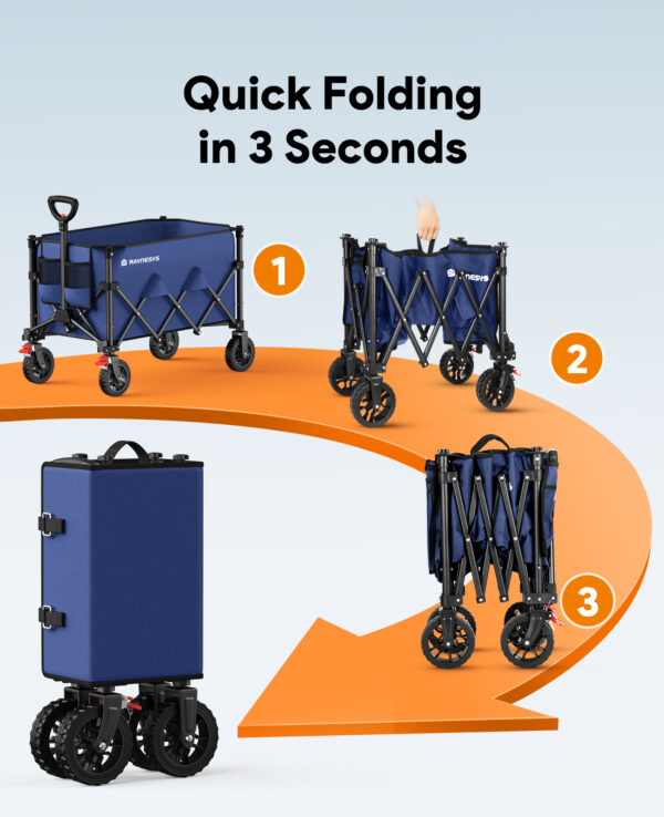 Heavy Duty Collapsible Wagon, 180L & 330lbs, Blue