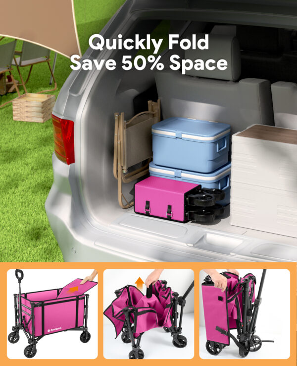 3 in 1 Collapsible Wagon, 120L & 220lbs, Pink