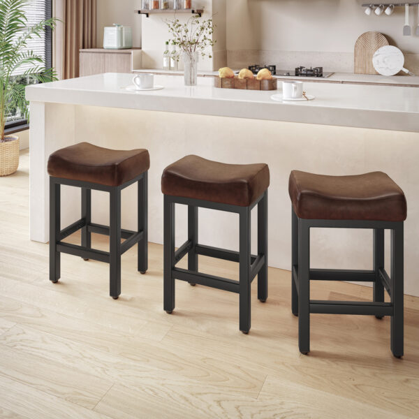 Counter Height Bar Stools Set of 3, 24 Inch, Brown+Black