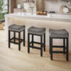 Counter Height Bar Stools Set of 3, 24 Inch, Grey+Black