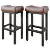 Counter Height Bar Stools Set of 2, 29 Inch, Brown+Black