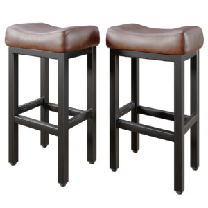 Counter Height Bar Stools Set of 2, 29 Inch, Brown+Black