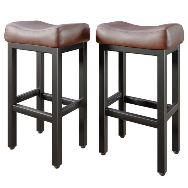 Counter Height Bar Stools Set of 2, 29 Inch, Brown+Black