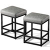 Faux Leather Counter Stools Set of 2, 24 Inch, Grey