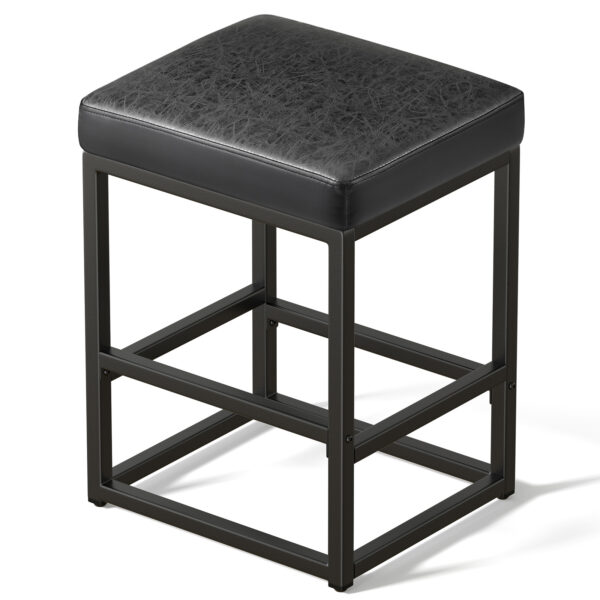 Faux Leather Counter Stool, 24 Inch, Black