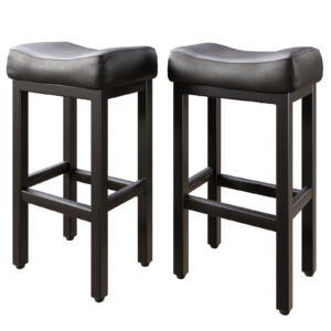 Counter Height Bar Stools Set of 2, 29 Inch, All Black